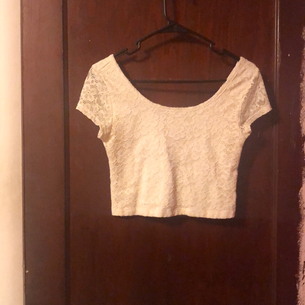 white floral crop top